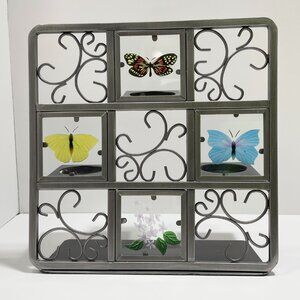 Butterfly Glass & Metal Candle Holder –3 Tealight Display–Decorative Home Accent